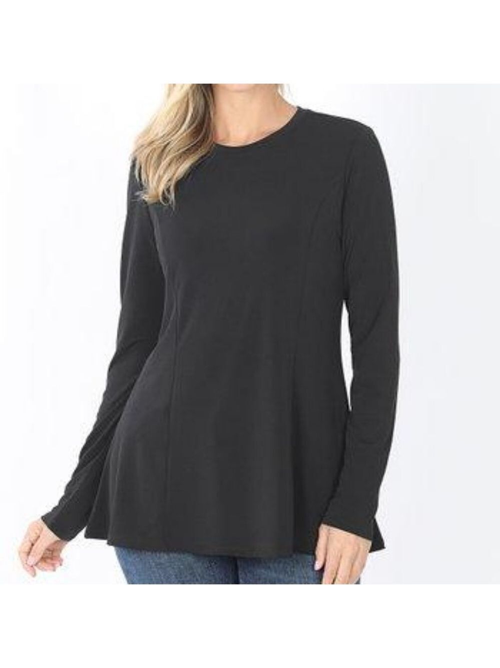 ZENANA Black Long Sleeved Tunic Top Size Small NWT